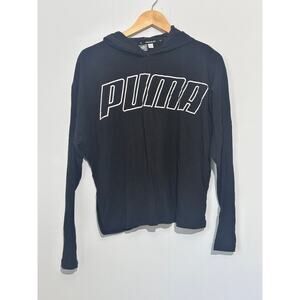 Puma Black Cropped hoodie- Lightweight long sleeve size Medium